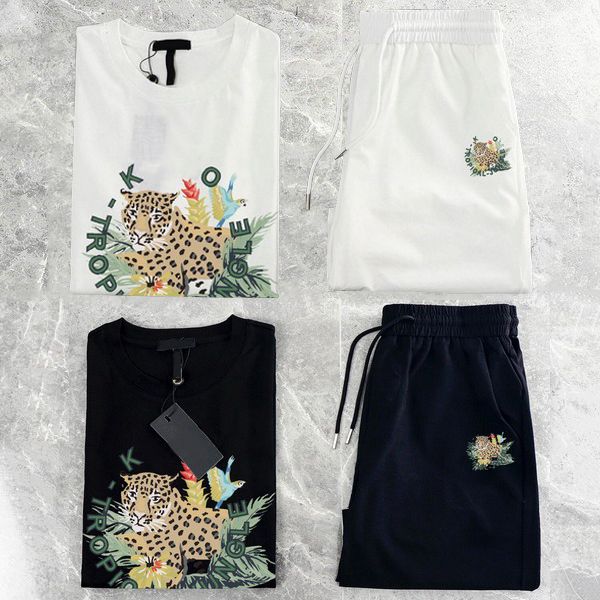 

summer brand mens designer tracksuits tiger print cotton short sleeve t-shirt and sports shorts suit plus size -5xl clothing, Gray
