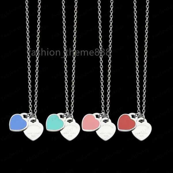 

luxury heart-shaped necklace bracelet women's stainless steel designer couple pendant jewelry neck valentine's day gift girlfriend, Silver