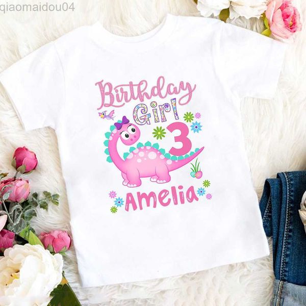 

t-shirts personalized kids shirt birthday girl cute dinosaur t-shirt custom name toddler shirts kid birthday gift baby girl clothes aa230518, Blue