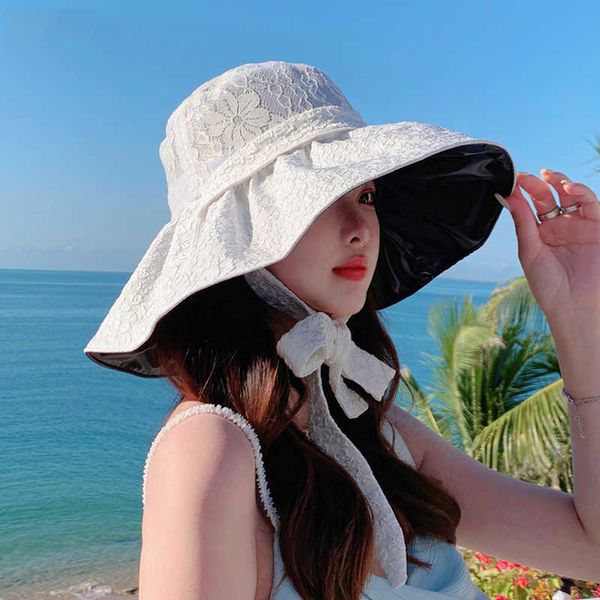 

wide brim hats 2022 new lace hats for women fisherman cap stocks sunscreen sunshade spring and summer autumn beach cap panama hats s68 aa230, Blue;gray