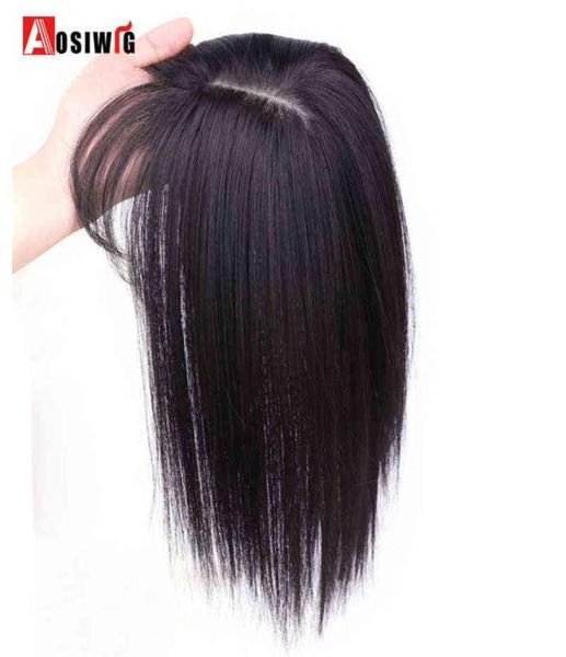 

aosi women clip in hair extensions 3 clips in er natural straight black brown synthetic hair with bangs fake hairpiece 2202085295557