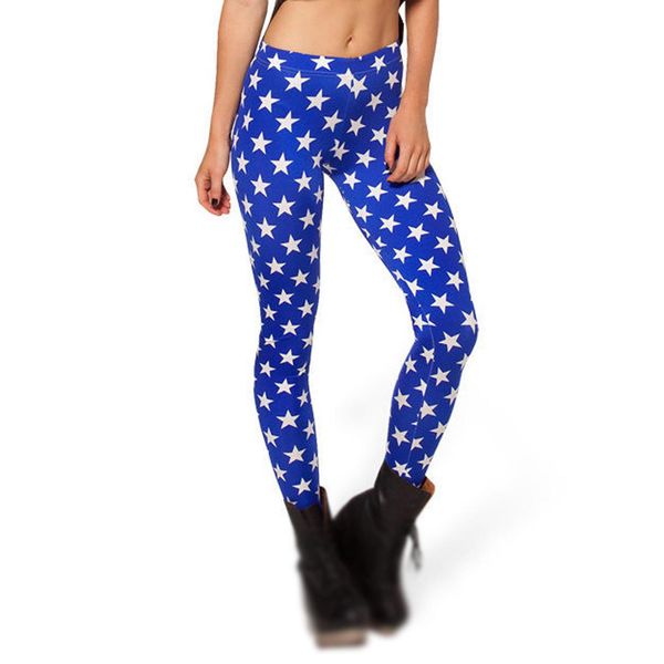 

leggings women's stars slim skinny leggings spring summer running gym stretchy blue long pants yoga sports trousers tights, Black