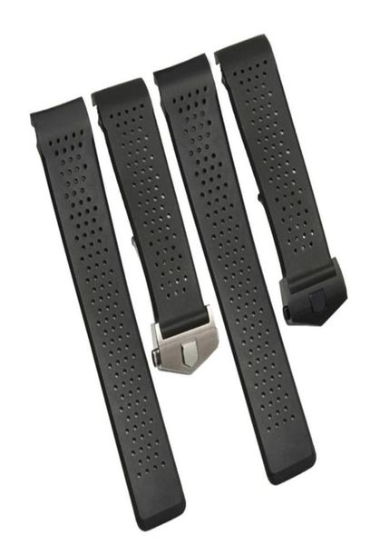 

watch bands 22mm 24mm black ventilation band for tag carrera silicone rubber waterproof strap bracelet belt9898987, Black;brown