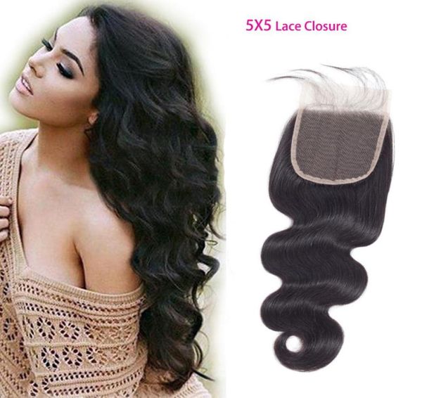 

indian virgin hair 5x5 lace closure with baby hair mink body wave closures hair products 1226inch5190906, Black;brown