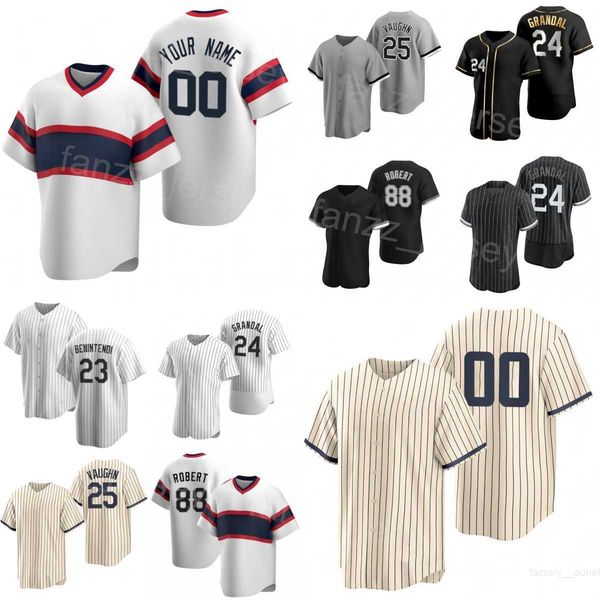 

baseball 1 elvis andrus jerseys 24 yasmani grandal 22 oscar colas 88 luis robert jr 25 andrew vaughn 23 andrew benintendi 31 liam hendriks m, Blue;black