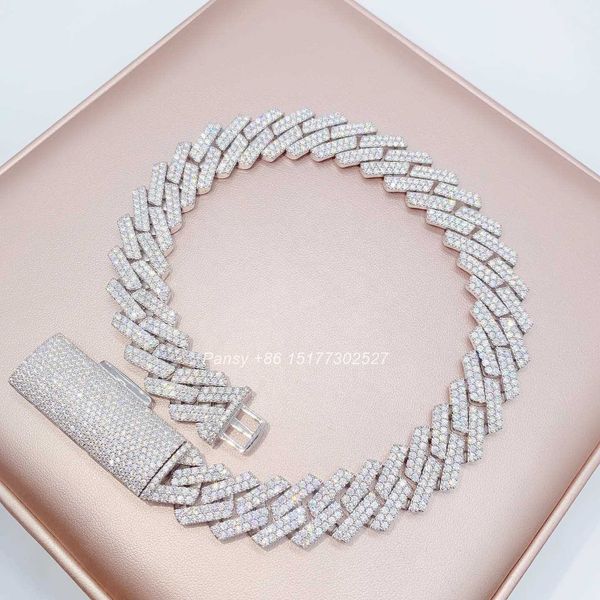 

hip hop fashion moissanite cuban necklace sterling silver hip hop 12mm 14mm iced fashion diamond chain link ing
