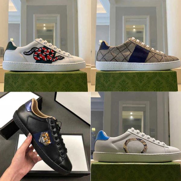 

designer men's ace leather sneaker white shoe flat trainers casual shoes designer ace crystal embroidered low-rubber bott gg'&#039, Black