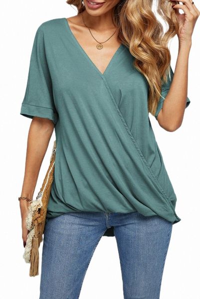 

green short sleeves drape knit 2023 new l7sp#, White