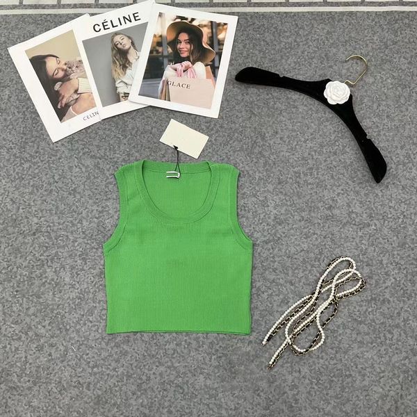 

womens t-shirt anagram vest regular cropped cotton jersey camis female femme knits tees designer embroidery knitted sport breathable yoga ve, White
