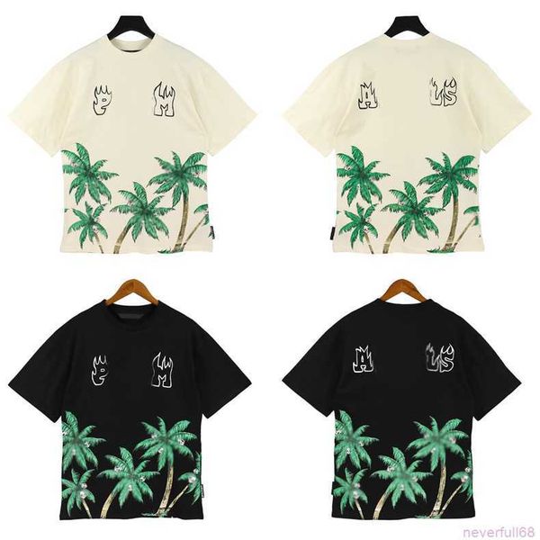 

23s men's t shirts t shirt palms palmangel city designer limited inkjet graffiti letter printing women's sailboat short-sleeved ca, White;black