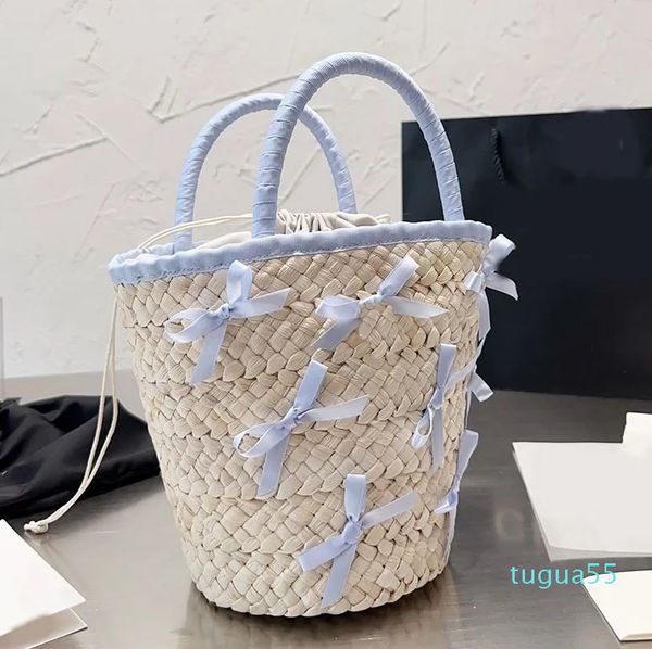 

Designer-Straw Bucket Bag Drawstring Shoulder Bags Crossbody Handbag Women Purse Canvas Bow Knitting Cross Body Purse Zipper Casual, #1