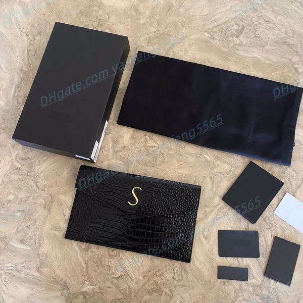 

luxury designer wallets purses famous mens purses fashion coins purse card holder coin purse crocodile stripe envelope clutch bags tape box