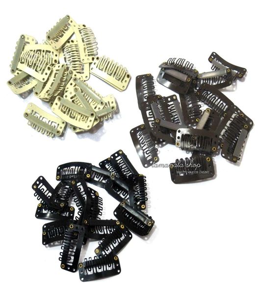

100pcs lot blonde brown black u shaped snap clips 32mm for hair extensions choose4395183, Black;brown