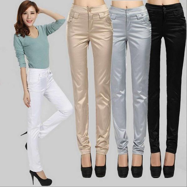 

capris new fashion spring autumn women glossy leggings female 4xl straight pants ladies vintage casual slim solid trouser s09, Black;white