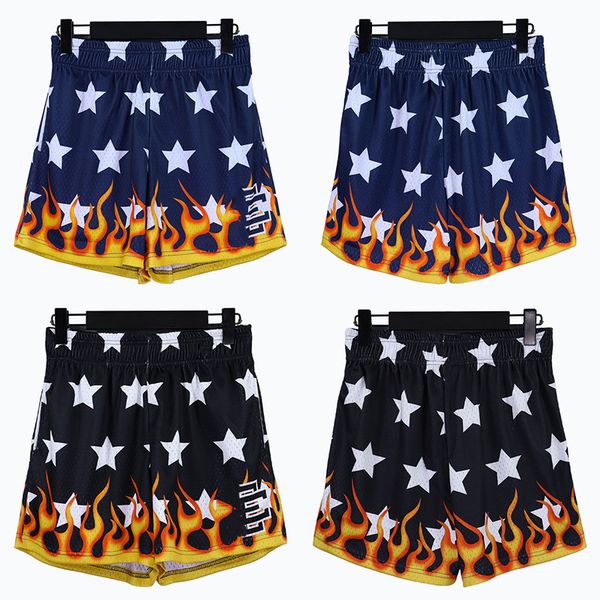 

men's mesh shorts eric emanuel designer high street starlight flame pattern print drawstring elastic waist short pants, White;black