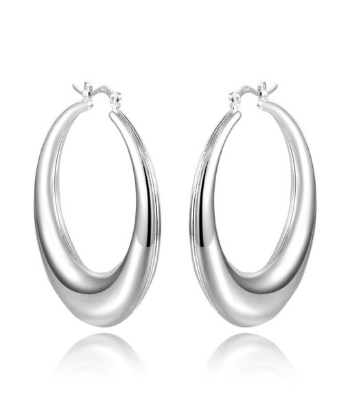 

925 sterling silver hollow oval hoop earrings small012345207015, Golden;silver