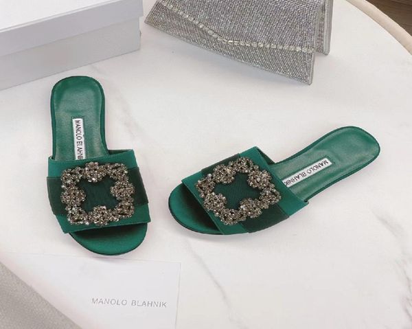 

slipper crystal diamonds flats slides for women square toe genuine leather summer sandals low heel solid color outdoor brand slipp3750299, Black