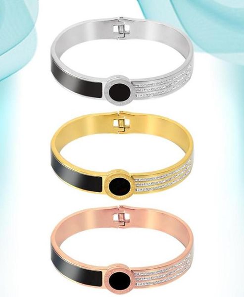 

bangle women039s wrist bracelets roman numerals inlaid black shell titanium steel bracelet fashion simple style personalized ba7826307