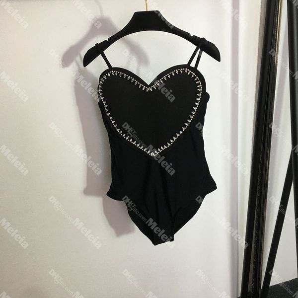 

heart rhinestone swimsuit designer swimwear for women push up lady beach wear one piece swim suit, White;black