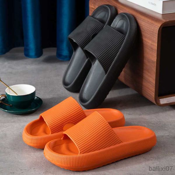 

slippers cloud slippers thick platform bathroom home slippers non-slip flip woman sandals women fashion soft sole indoor slides, Black