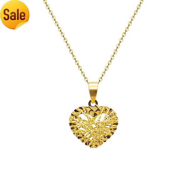 

necklace jewelry chains gold yellow heart shape real gold 18k gold trendy pendant necklaces wholesale custom necklace unisex, Silver