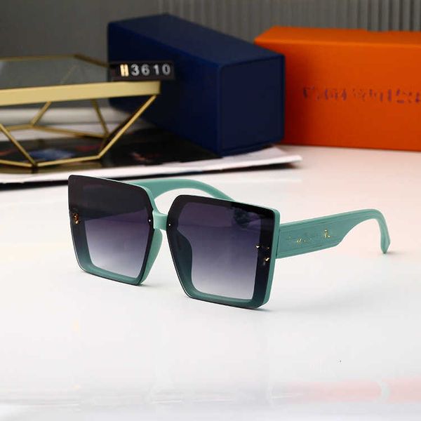 

designer lou vut luxury cool sunglasses box glasses 2023 large frame gradual change lenses sunshade metal accessories fashionable with origi, White;black