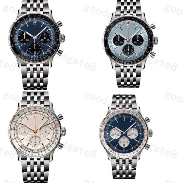 

luxury sapphire glasses designer watch plated silver wristwatch navitimer montre homme leather strap boyfriend mature wristwatches as gift f, Slivery;brown