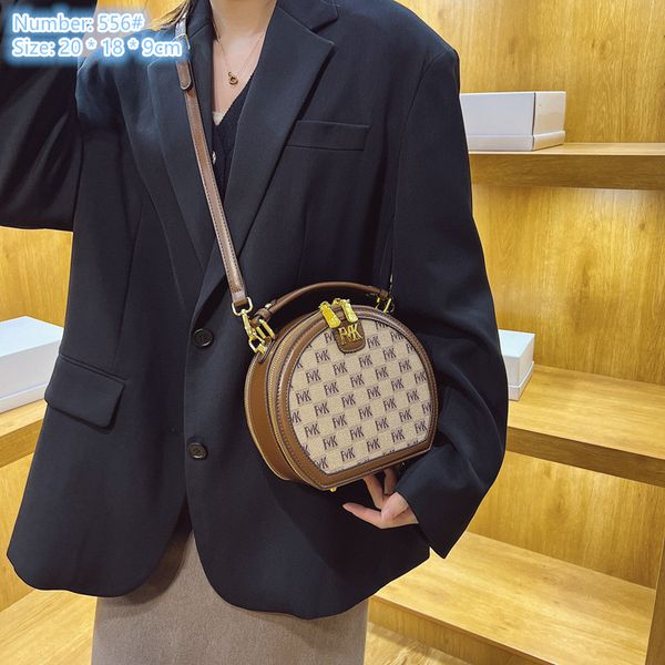 

wholesale ladies shoulder bag 2 colors street fashion retro printed handbag cute little fresh round fashion mobile phone coin purse letters western style backpack, Brown-556#