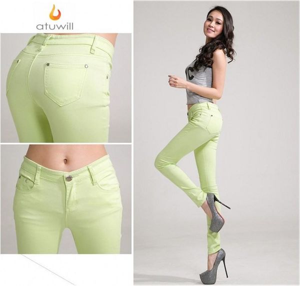 

jeans candy color jeans womens pencil pants size 2534 woman mid waist skinny feminina pants femme plus size trousers fashion, Blue