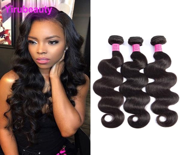 

peruvian human hair 3 bundles body wave virgin hair extensions body wave 3 pieceslot natural color hair weaves4130675, Black
