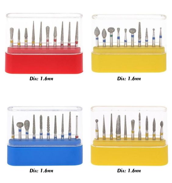

10pcs diamond drill bits dental high speed burs set teeth polishing tooth preparation bur dental equipment1162556