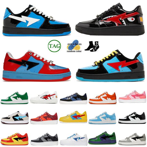 

2023 designer sta sk8 luxury casual shoes stas sk8 sneakers patent leather black orange green grey blacks abc camos blue color camo combo pi, White;red