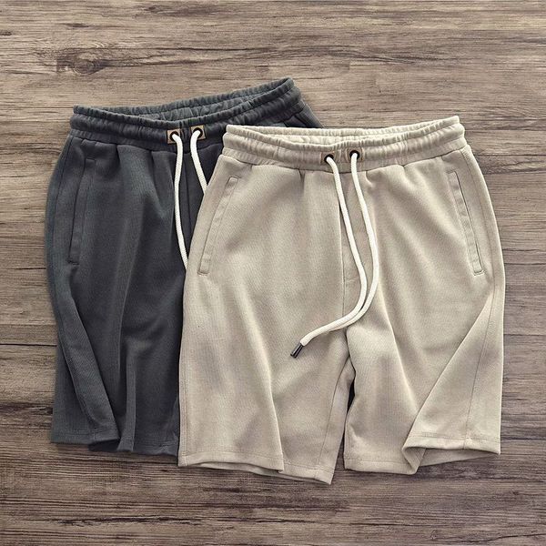 

men's shorts summer casual knitted shorts men cotton classic brand shorts solid color fashion drawstring boardshorts male sports shorts, White;black