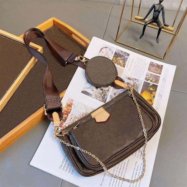 

designer womens luxury crossbody messenger shoulder bags fashion women's handbags 3 pieces set of new mens wallet flower body multi poc, Red;black