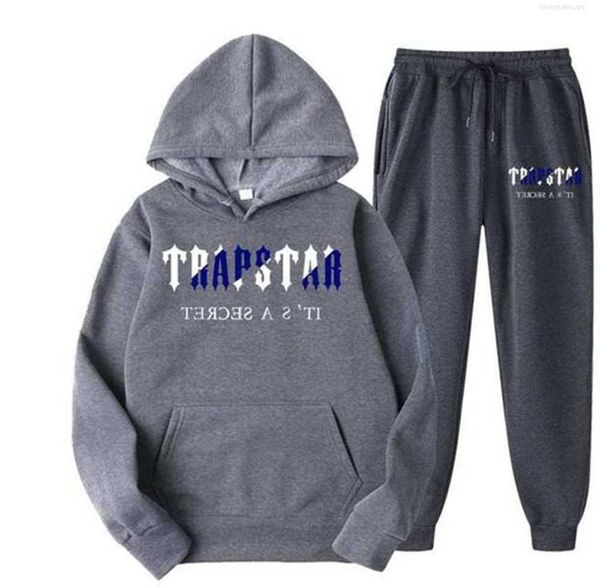 

men's t shirts brand trapstar printed sportswear men 15 colors warm two pieces set loose hoodie sweatshirt a new design 87ess, White;black