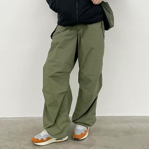 

women s pants s celana cargo kaki lebar kasual wanita y2k panjang longgar saku serut teknologi jogger pinggang rendah streetwear 230517, Black;white