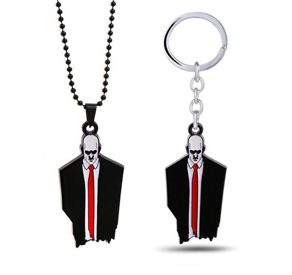 

keychains game hitman 2 metal keychain pendant necklace chain choker necklaces key chains keyrings car bag keyring charm jewelry l7044241, Silver