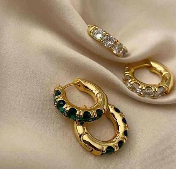 

earring s925 sterling silver french emerald crystal earrings women fashion court earrings high sense8826173, Golden