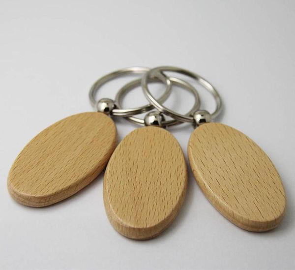 

whole 10pcs oval blank wooden key chain diy promotion customized key tags car promotional gift key ring 9132234, Silver