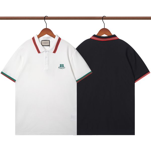 

2023 summer brand men casual polo shirts men short sleeve t-shirt fashion slim solid, White;black