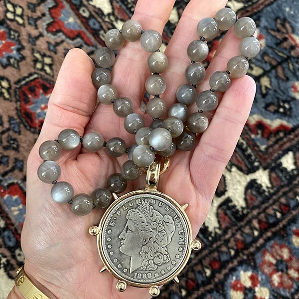 

chokers natural hera silk knotted moonstone statement coin necklace pendant jewelry gift party collares para mujer accessories 230518, Golden;silver