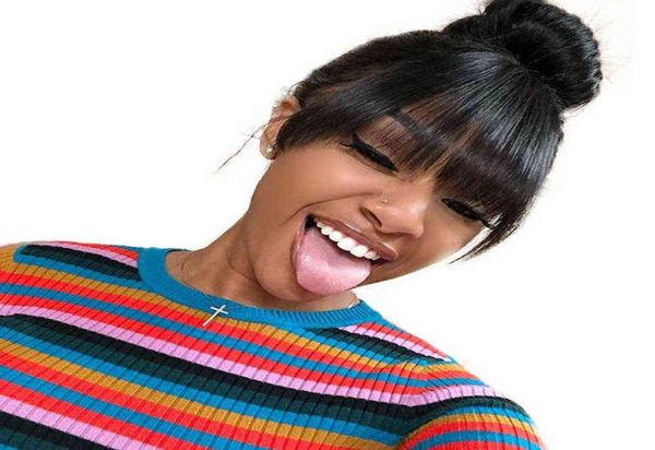 

3pc brazilian human hair blunt bangs clip in human hair extension natural black honey queen 100 remy hair products w2203085185438