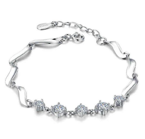 

s925 silver clear cute simple little girl couples bracelet bangle for women lady wedding birthday gift5334441, Black