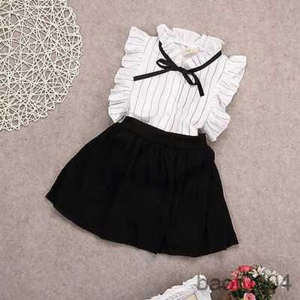 

clothing sets children's clothing 2016 new summer girls sleeve shirtand short skirt set kids clothes suit r230518, White
