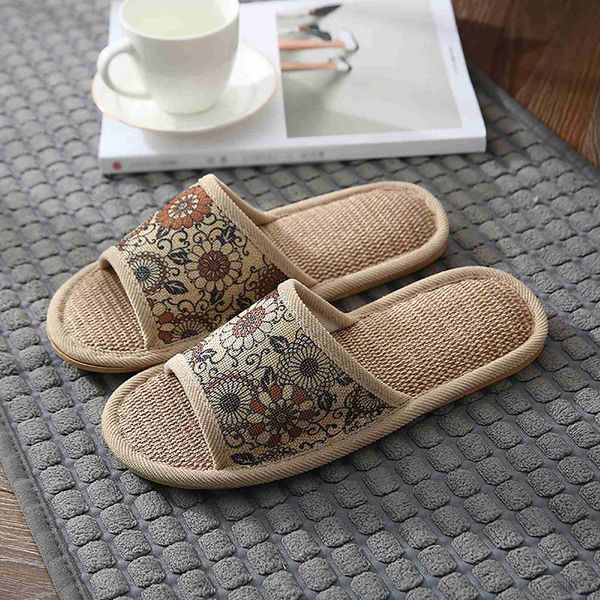 

slippers women men non slip cotton linen indoor slipper open home couple slippers bedroom breathable shoes women's shoes, Black