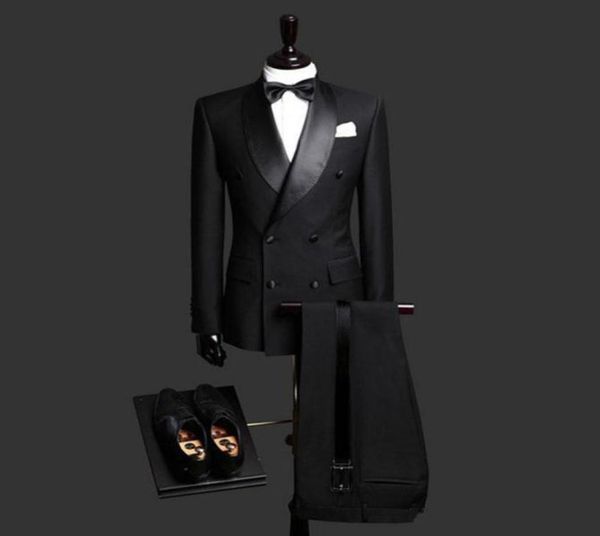 

new slim fit black men suits wedding groom tuxedos 2 pieces jacketpants with shawl lapel bridegroom suits man prom wear bl9882354, Black;gray
