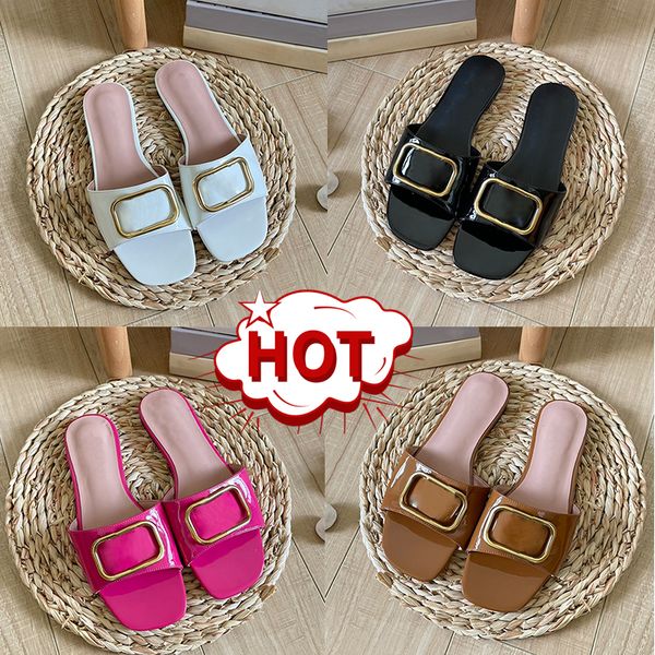 

with box valentinoly''designer vt sandal designer sandals women v signature slide sandal slippers paris patent leather heels platf, Black