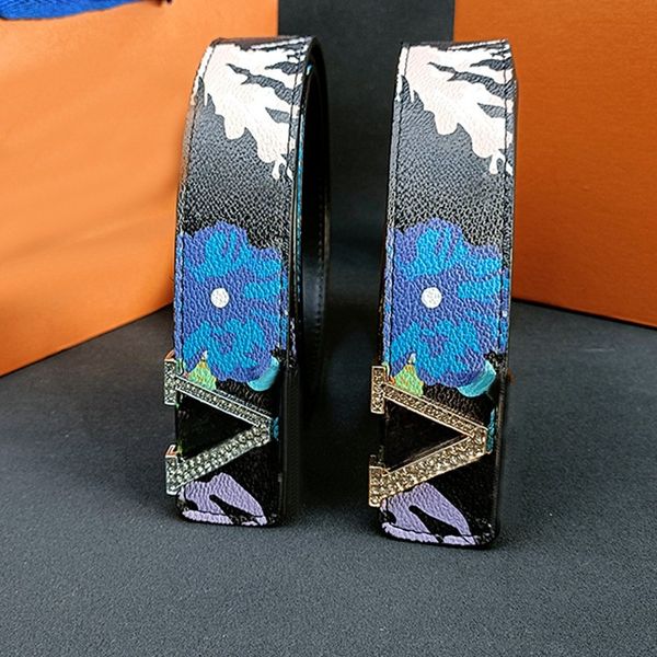 

designer belt graffiti diamond flower letters overlapping genuine leather belts man woman classic needle buckle gold sliver color 3.8 width, Black;brown