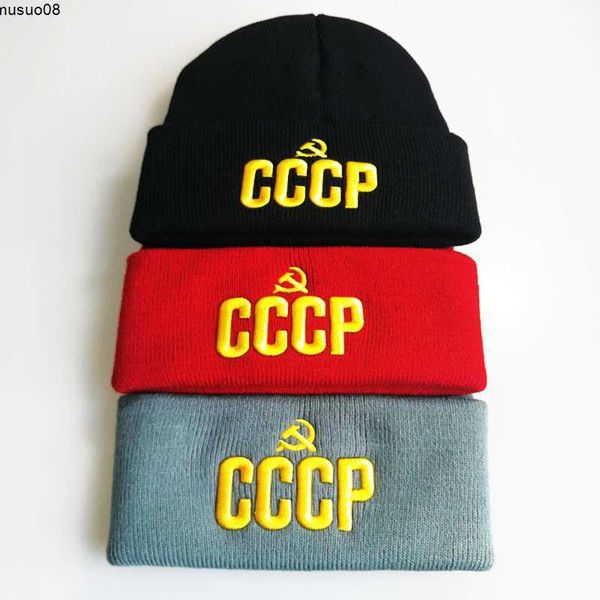 

beanie/skull caps 3d cccp ussr russian cap beanie casual embroidery knitted hat for women men hip-hop skullies j230518, Blue;gray