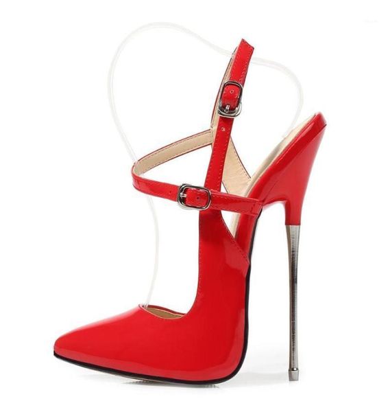 

sandals 16cm extreme high heels female woman pumps pu leather baotou stiletto heel shoes modeling club largesize 46 slingbacks13780130, Black